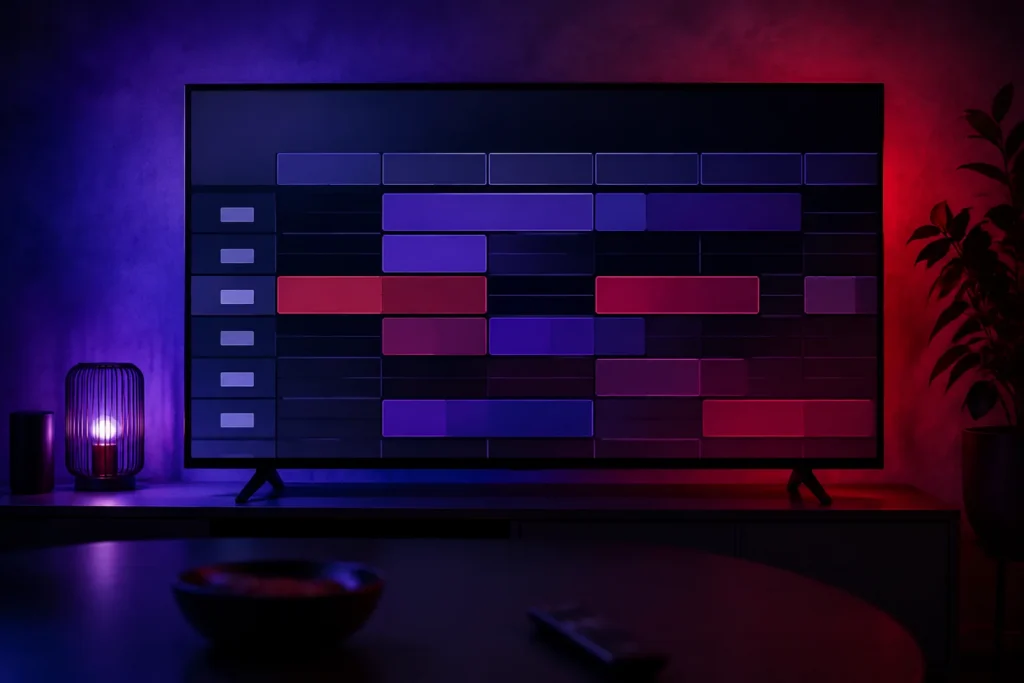 Guía electrónica de programación en un televisor