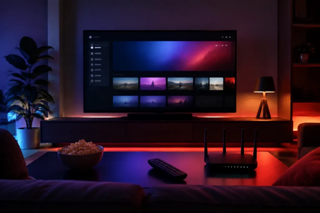 Televisor y router preparados para utilizar IPTV en España